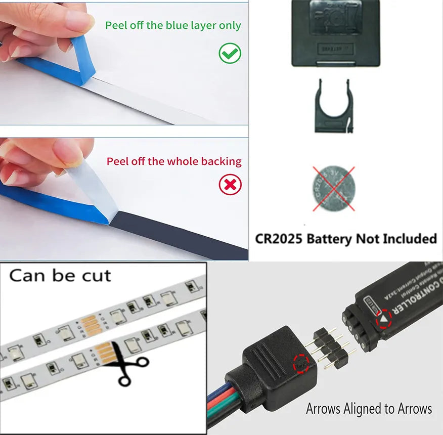 RGB Bluetooth Light Strip Remote & App Control